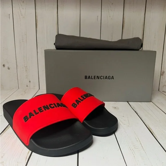 Balenciaga | Shoes | Balenciaga Rubber Mens Logo Pool Slide  display picture 1